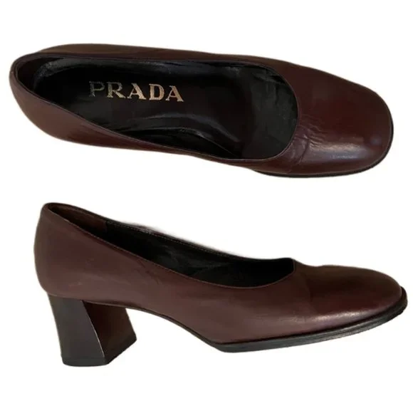 Prada Shoes Prada Milano Vero Cuoio Chocolate Brown Pumps Size
